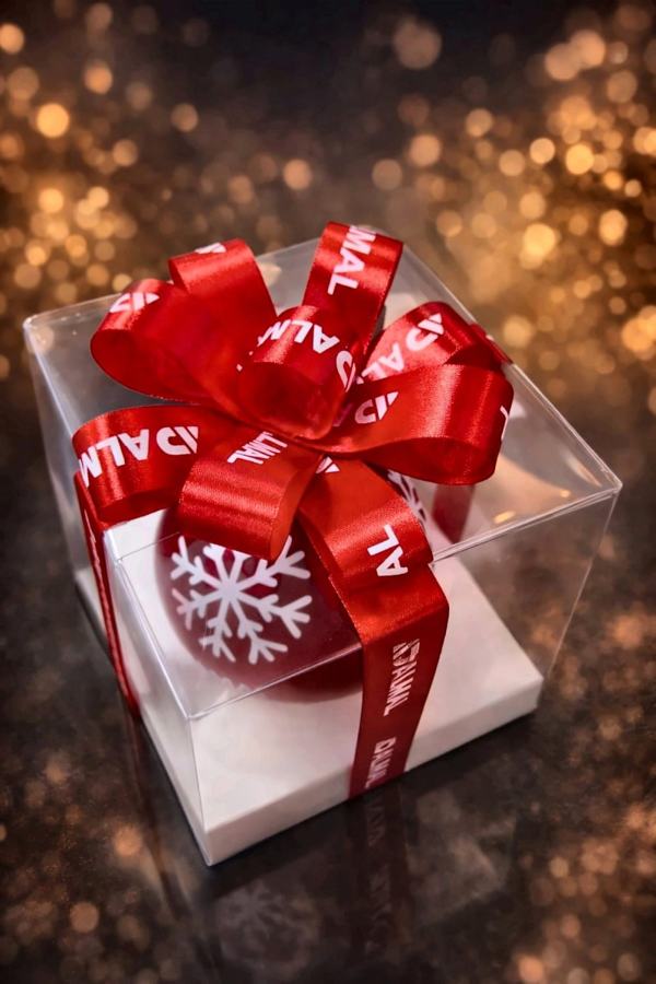 Clear Gift Box with Printed Ribbon